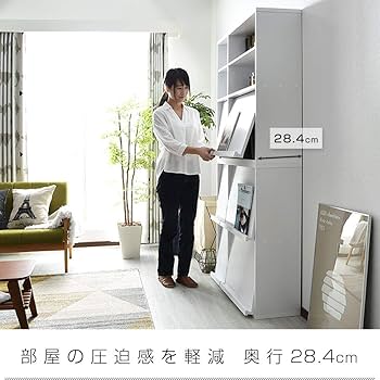 Amazon｜ワイエムワールド 本棚 扉付き 大容量 スリム 2個セット